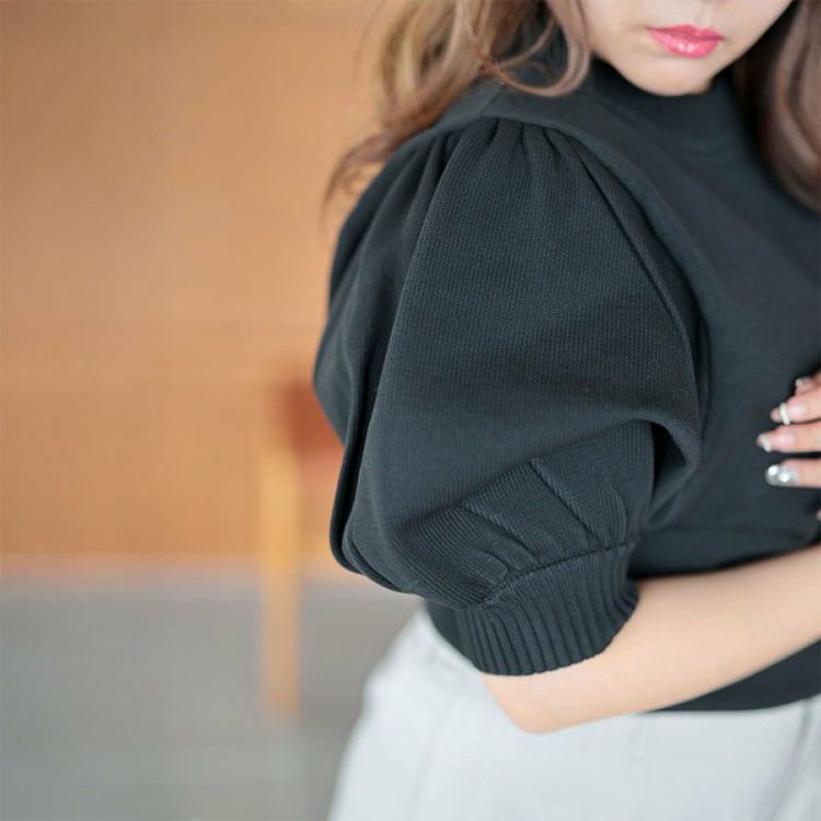 大きいサイズ レディース パフスリーブニットトップス