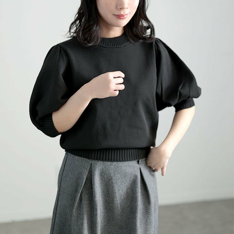 大きいサイズ レディース パフスリーブニットトップス