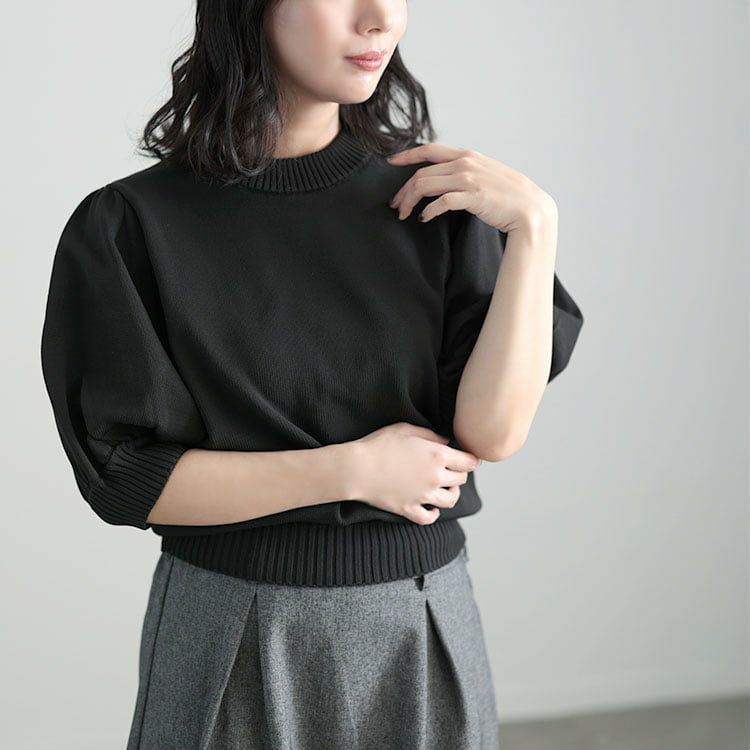 大きいサイズ レディース パフスリーブニットトップス rym-0003