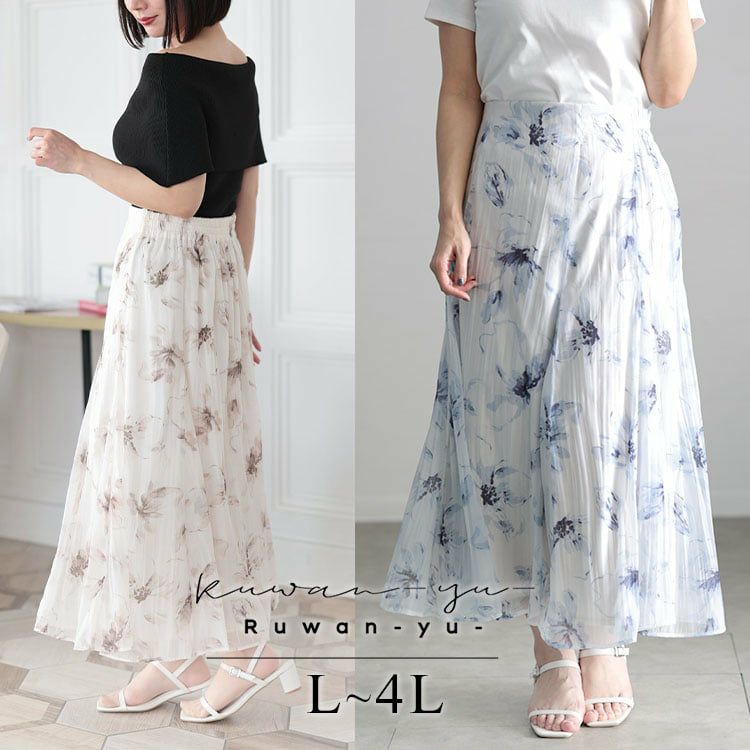 大きいサイズ レディース 花柄プリントスカート