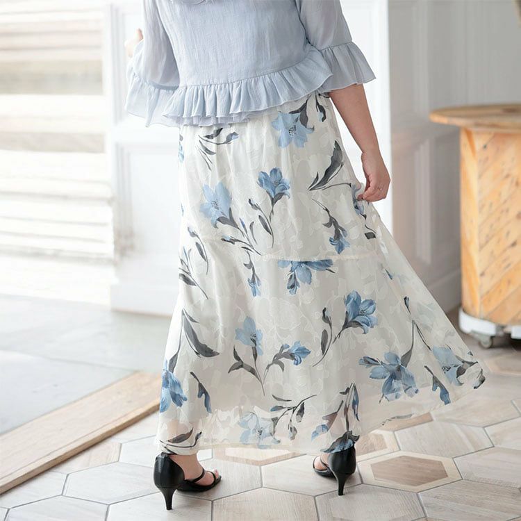 大きいサイズ レディース 花柄マーメイドスカート