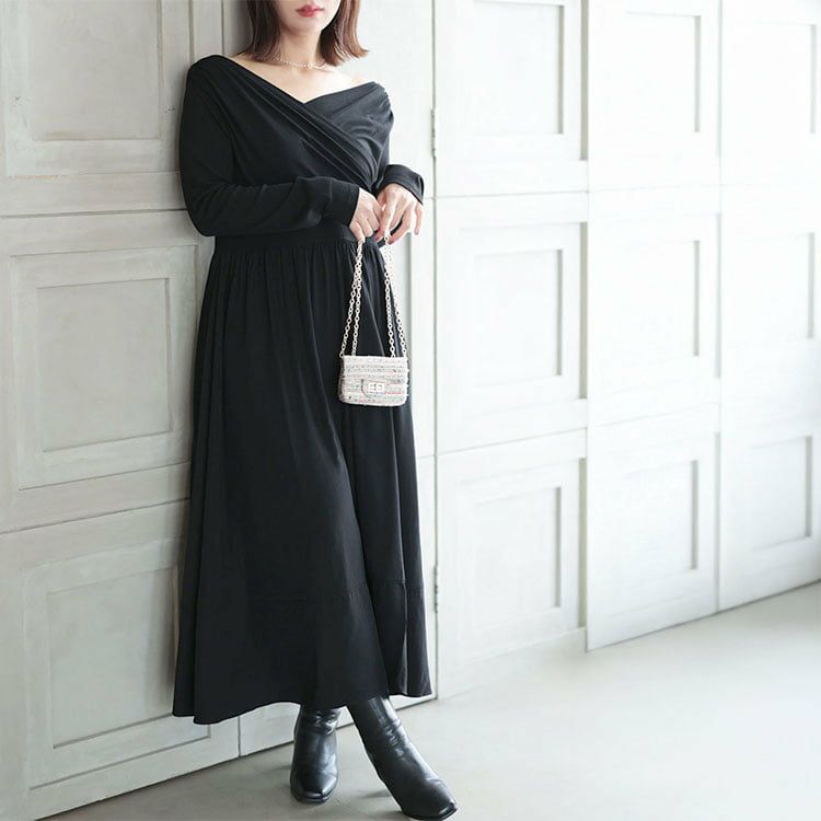 大きいサイズ レディース 2WAYカシュクールフレアワンピース