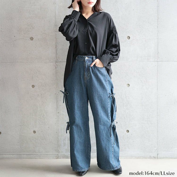 大きいサイズ レディース ギャザースリーブVネックブラウス