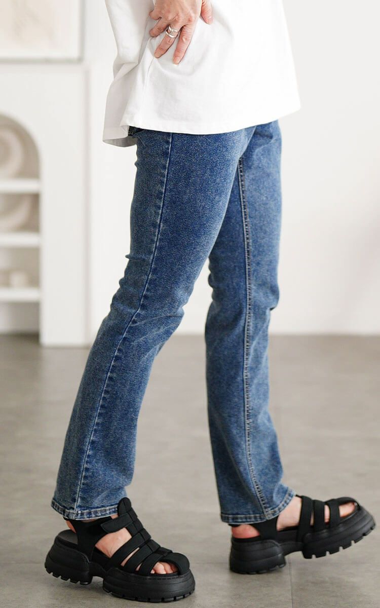 大きいサイズ レディース ユーズドライク加工ストレッチスキニーパンツ