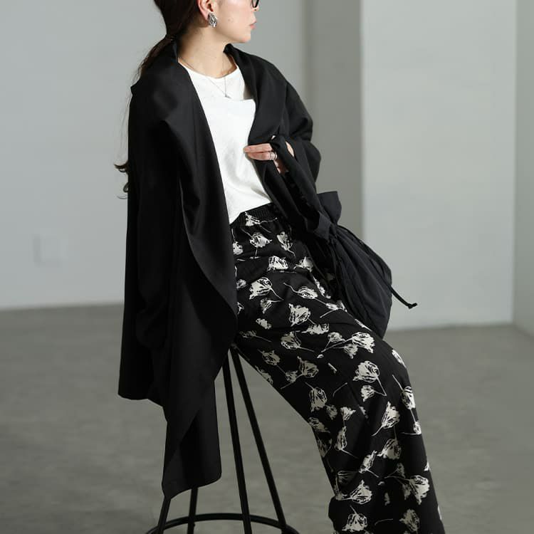 大きいサイズ レディース ルーズネックオーバーサイズ変形ジャケット