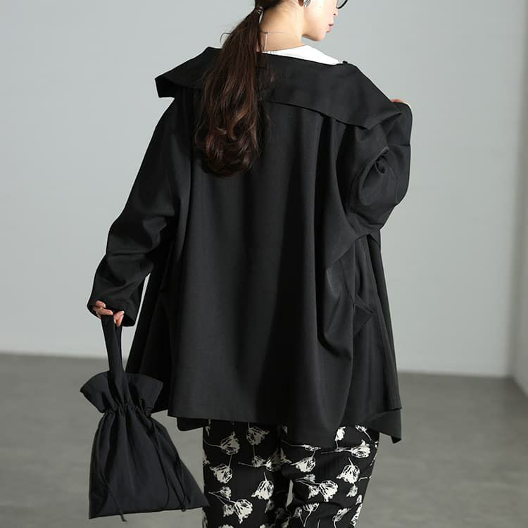 大きいサイズ レディース ルーズネックオーバーサイズ変形ジャケット