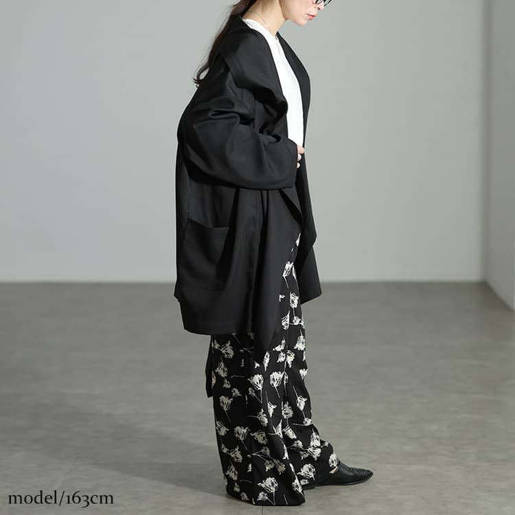 大きいサイズ レディース ルーズネックオーバーサイズ変形ジャケット