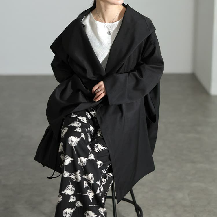 大きいサイズ レディース ルーズネックオーバーサイズ変形ジャケット