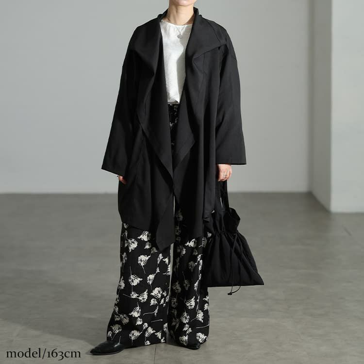 大きいサイズ レディース ルーズネックオーバーサイズ変形ジャケット ブラック