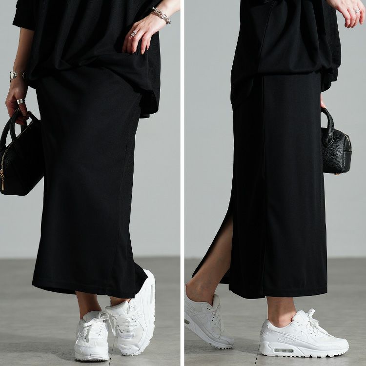 大きいサイズ レディース タケノコタックドルマン＆ナロースカート2点セット