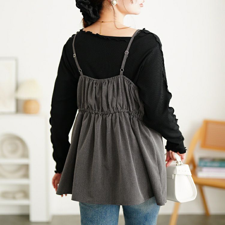 大きいサイズ レディース ビッグリボンペプラムビスチェ