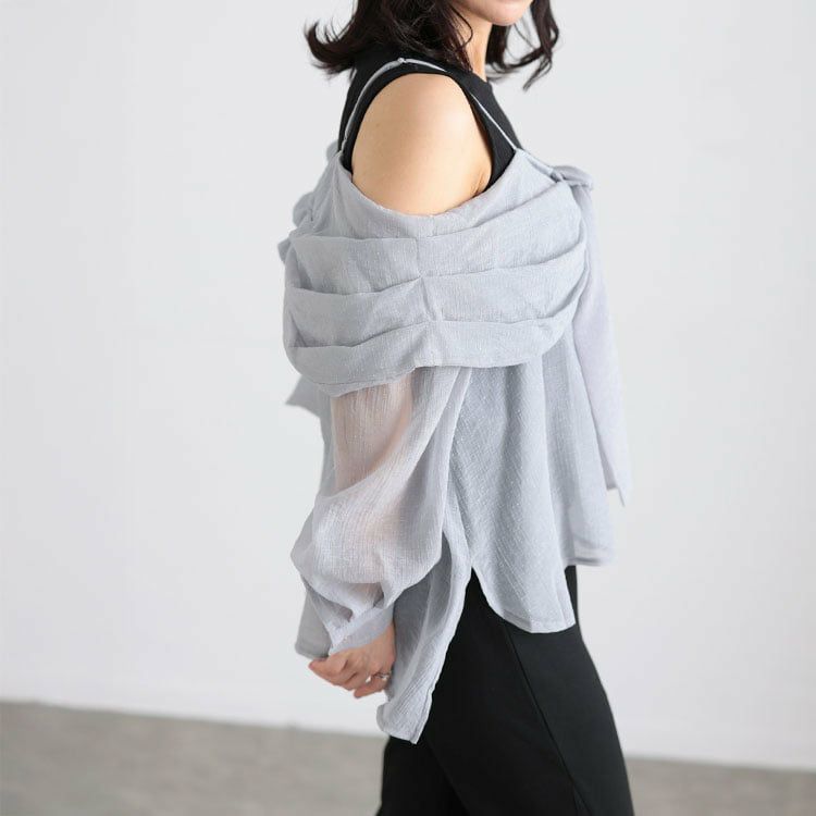 大きいサイズ レディース オフショルブラウス＆リブカットソーセット