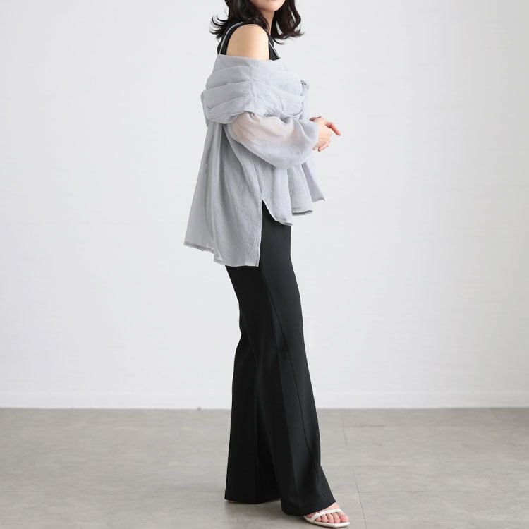 大きいサイズ レディース オフショルブラウス＆リブカットソーセット