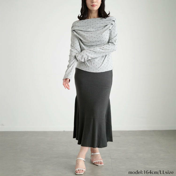 大きいサイズ レディース ドットオフショルプルオーバー