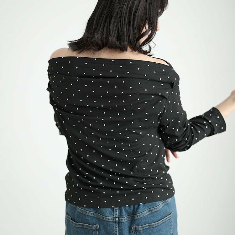 大きいサイズ レディース ドットオフショルプルオーバー