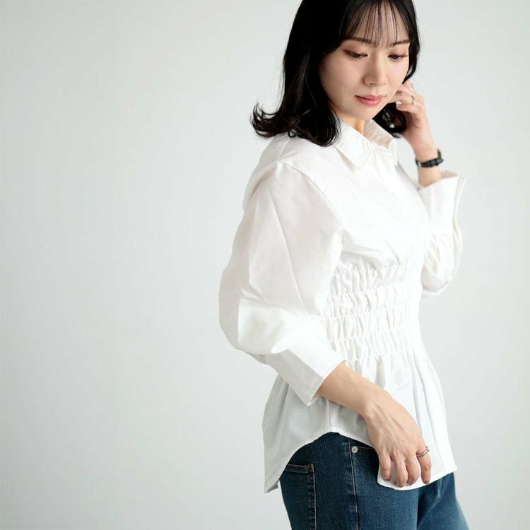 大きいサイズ レディース ブロードシャーリングシャツ