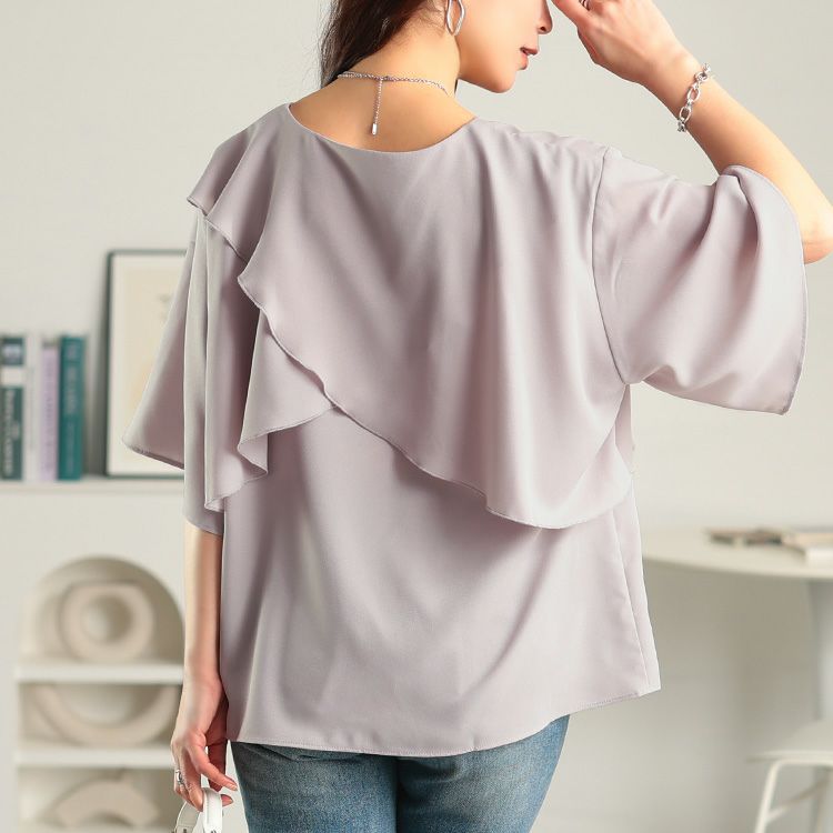 大きいサイズ レディース ケープレイヤードブラウス