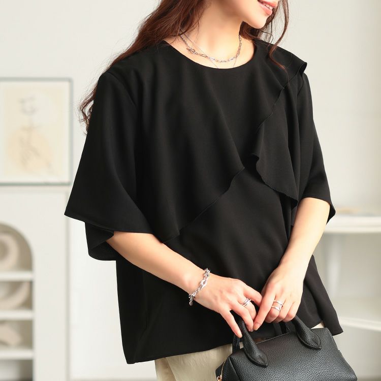 大きいサイズ レディース ケープレイヤードブラウス