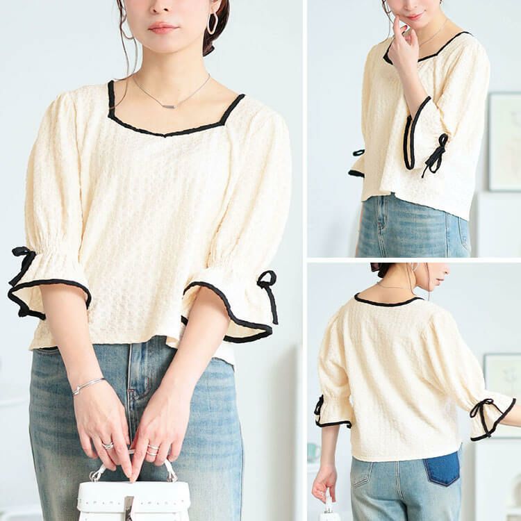 大きいサイズ レディース 配色パイピングクロップドプルオーバー