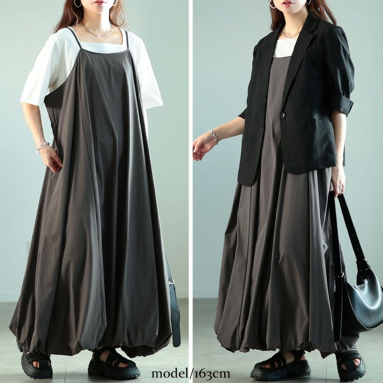 大きいサイズ レディース バルーンキャミソールワンピース