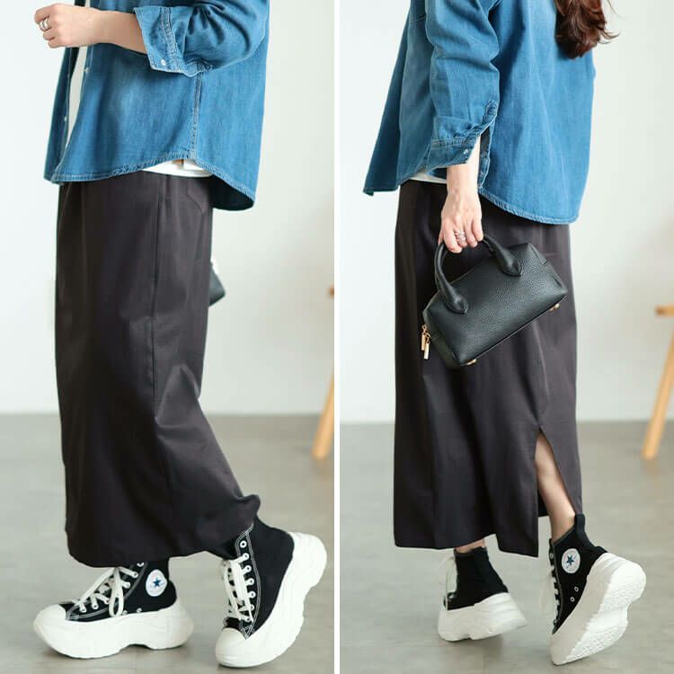 大きいサイズ レディース 接触冷感ストレッチナロースカート