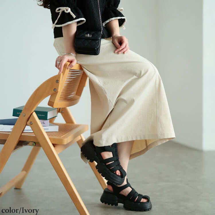 大きいサイズ レディース 接触冷感ストレッチナロースカート