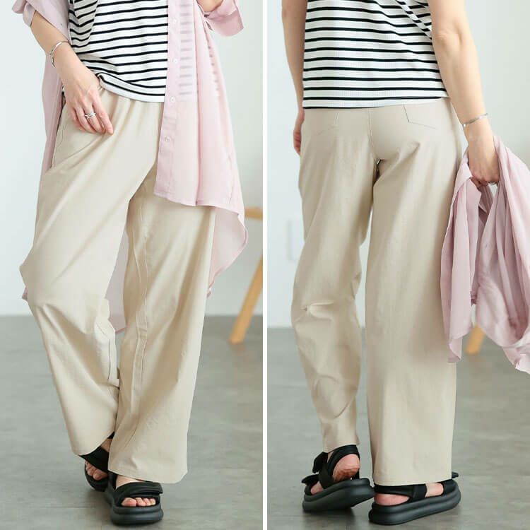 大きいサイズ レディース 接触冷感ストレッチワイドパンツ